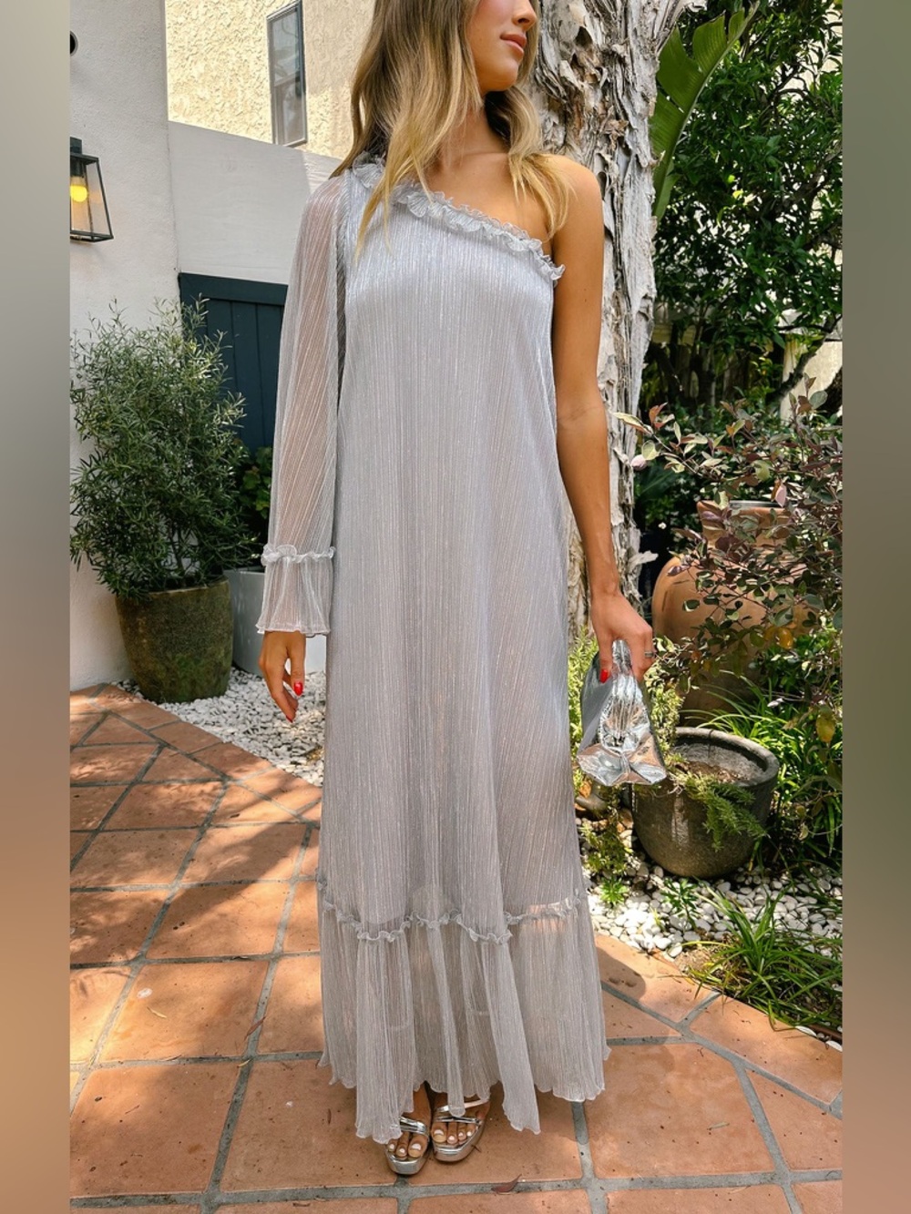 Show Me Your Mumu Wonder Dress size XXL silver glimmer maxi dress nwot